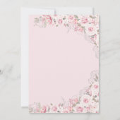 Blush Roze met Silver Blossom Roos Quinceanera Kaart (Achterkant)