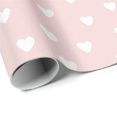 Blush roze met witte harten cadeaupapier (Rol Hoek)