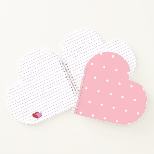Blush roze met witte stip stijl hartvormig notitieboek (Binnen)