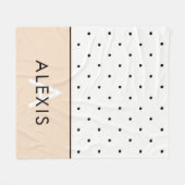 Blush roze met zwarte en witte pooldots fleece deken (Voorkant (Horizontaal))