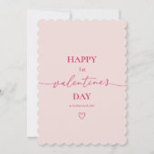 Blush Roze Minimaal 1e Jaar Valentijnsdag Kaart (Voorkant)