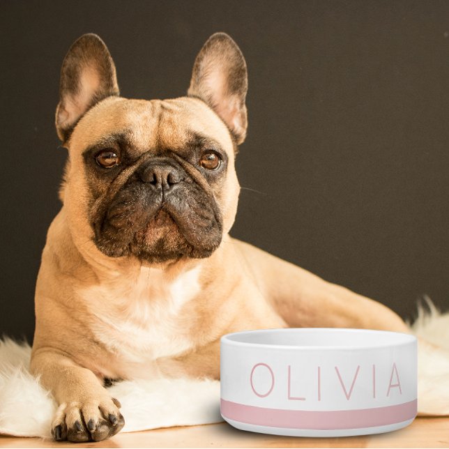 Blush roze minimale kleurrijke persoonlijke voorna voerbakje (Creator heeft geüpload)