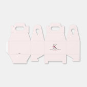 Blush Roze Minimalistisch Custom Floral Monogram Bedankdoosjes (Uitgevouwen)