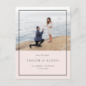 Blush roze minimalistisch Lijst Foto Opslaan datum Briefkaart (Voorkant)