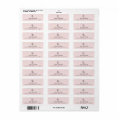 Blush roze minimalistisch modern elegant etiket (Full Sheet)