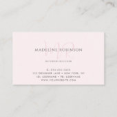 Blush roze minimalistisch modern script visitekaartje (Achterkant)