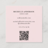 Blush roze minimalistisch monogram moderne QR-code Vierkante Visitekaartje (Achterkant)