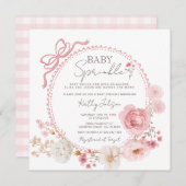 Blush roze minimalistische Coquette Baby Sprinkle Kaart (Voorkant / Achterkant)