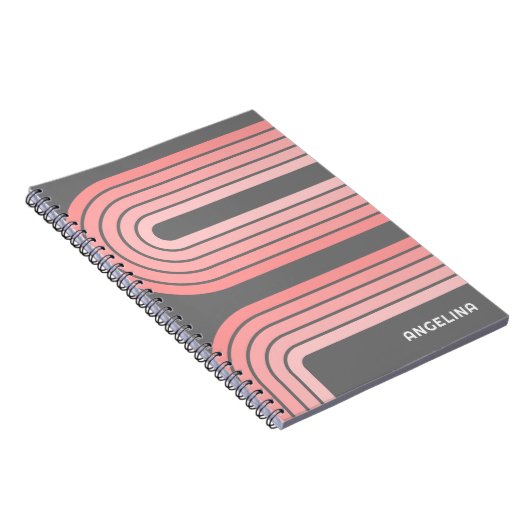 Blush roze mod striped Patroon Aangepaste naam Notitieboek (Rechterzijde)