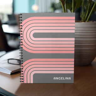 Blush roze mod striped Patroon Aangepaste naam Notitieboek