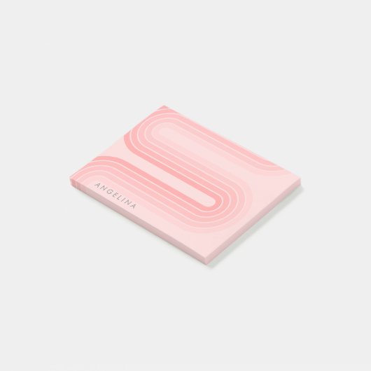 Blush roze mod striped Patroon Aangepaste naam Post-it® Notes (Schuin)