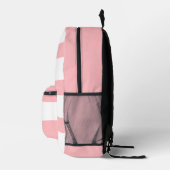 Blush Roze modderretro Striped Pattern Custom Name Bedrukte Rugzak (Rechts)