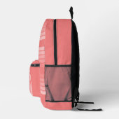 Blush Roze modderretro Striped Pattern Custom Name Bedrukte Rugzak (Rechts)