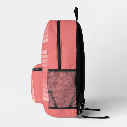 Blush Roze modderretro Striped Pattern Custom Name Bedrukte Rugzak (Rechts)