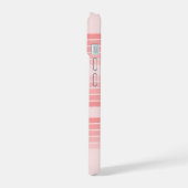 Blush Roze modderretro Striped Pattern Custom Name iPhone 15 Hoesje (Linkerkant)