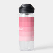 Blush Roze modderretro Striped Pattern Custom Name Waterfles (Achterkant)