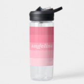 Blush Roze modderretro Striped Pattern Custom Name Waterfles (Links)