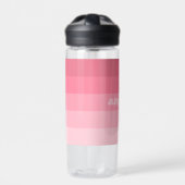 Blush Roze modderretro Striped Pattern Custom Name Waterfles (Voorkant)