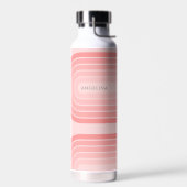 Blush Roze modderretro Striped Pattern Custom Name Waterfles (Links)