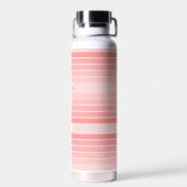 Blush Roze modderretro Striped Pattern Custom Name Waterfles (Achterkant)