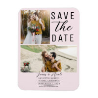 Blush Roze Modern 2 Foto's Save the Date Trouwen