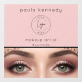 Blush Roze Modern Logo Foto Make-up Bedrijf Raamsticker (Vel)