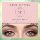 Blush Roze Modern Logo Foto Make-up Bedrijf Raamsticker (Vel 3)