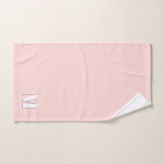 Blush Roze Modern Retro Monogram Initiaal Bad Handdoek (Handdoek)