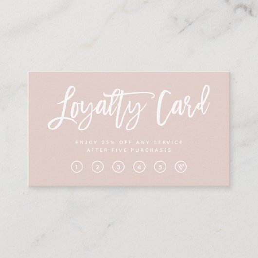 Blush Roze modern script Klantenkaartje (Voorkant)