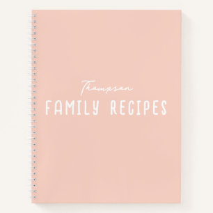 Blush Roze Modern Script Koken Familie Recept Notitieboek