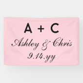 Blush roze moderne gepersonaliseerde bruiloft rece spandoek (Horizontaal)