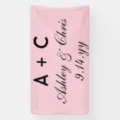 Blush roze moderne gepersonaliseerde bruiloft rece spandoek (Verticaal)