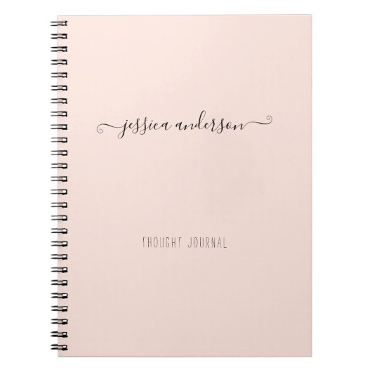 Blush Roze moderne handschriftafbeeldingsscript Notitieboek (Voorkant)