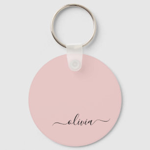 Blush roze moderne meisjesmonogram naam voor scrip sleutelhanger