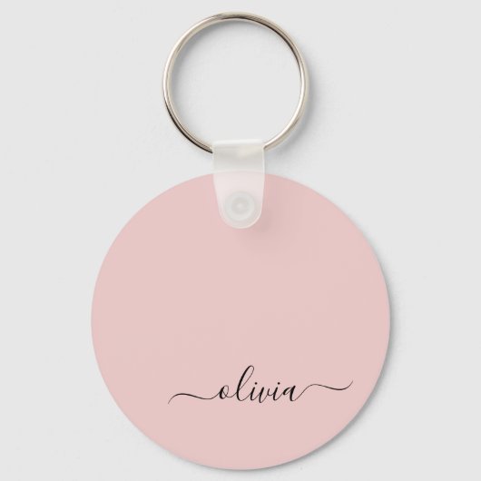 Blush roze moderne meisjesmonogram naam voor scrip sleutelhanger (Voorkant)