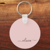 Blush roze moderne meisjesmonogram naam voor scrip sleutelhanger (Voorkant)
