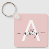 Blush roze moderne meisjesmonogram naam voor scrip sleutelhanger (Voorkant)