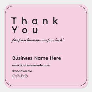 Blush Roze Moderne Minimalistische Business Dank u Vierkante Sticker