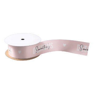 Blush Roze Moderne Monogram Branded Bedrijfsnaam Lint
