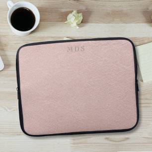 Blush roze moderne monogram laptophoes laptop sleeve