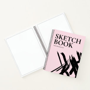 Blush roze Moderne streken Gepersonaliseerde Sketc Notitieboek