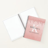 Blush roze monogram druppelaar Glitter Sketchbook Notitieboek (Binnen)