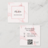 Blush roze monogram elegant QR-code Vierkante Visitekaartje (Voorkant / Achterkant)