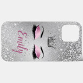 Blush roze monogram Glitter Eyes Case-Mate iPhone Case (Achterkant (horizontaal))