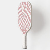 Blush Roze Monogram  golvend geruit Pickleball Paddle (Links)