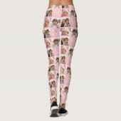 Blush Roze Monogram met Custom 3 Fotocollage Leggings (Achterkant)
