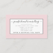 Blush Roze Monogram script Minimale Open Covid Visitekaartje (Achterkant)