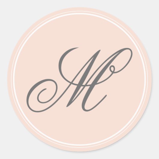 Blush roze monogram stickers (Voorkant)