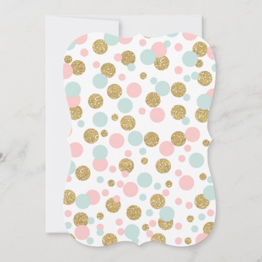 Blush roze munt en goud 1e verjaardag uitnodiging (Achterkant)