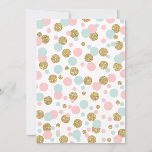 Blush roze munt en goud 1e verjaardag uitnodiging (Achterkant)